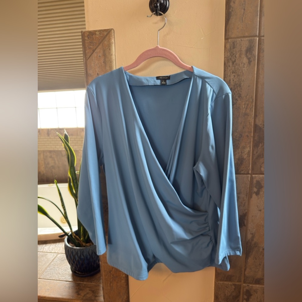 Ann Taylor Sky Blue Wrap Top size XL